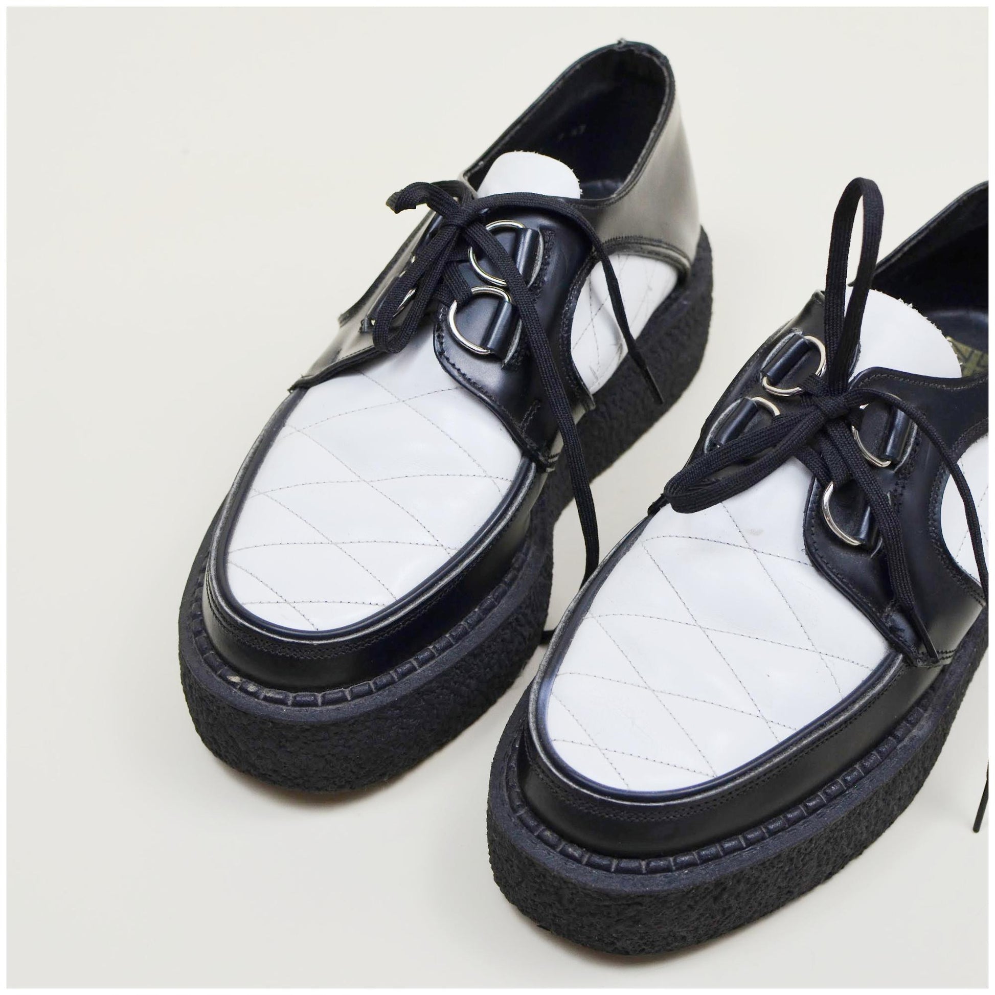 9 Mens Platform CREEPER 1990s VINTAGE Shoes Black and White