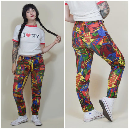 26 waist Vintage 1960s Pop Art Pants VTG colorful Mod Jeans 60s Destination Pants
