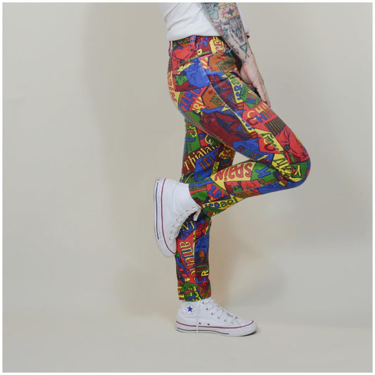 26 waist Vintage 1960s Pop Art Pants VTG colorful Mod Jeans 60s Destination Pants