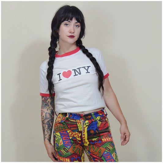 xs 1970s I Love New York I Heart NY Vintage 70s Ringer Tee