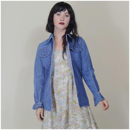 small 1970s Denim Jacket Vintage Jean Jacket Button Down Shirt