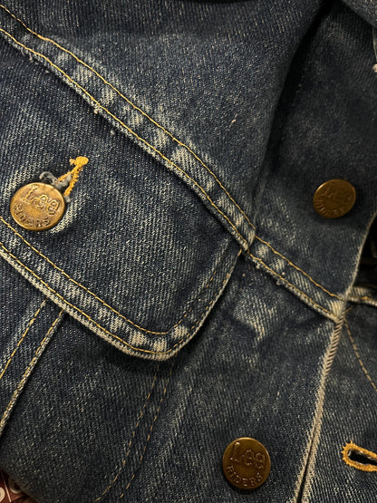 xs small 1970s LEE Denim Jacket Vintage Dark Denim Button Down Jean Jacket