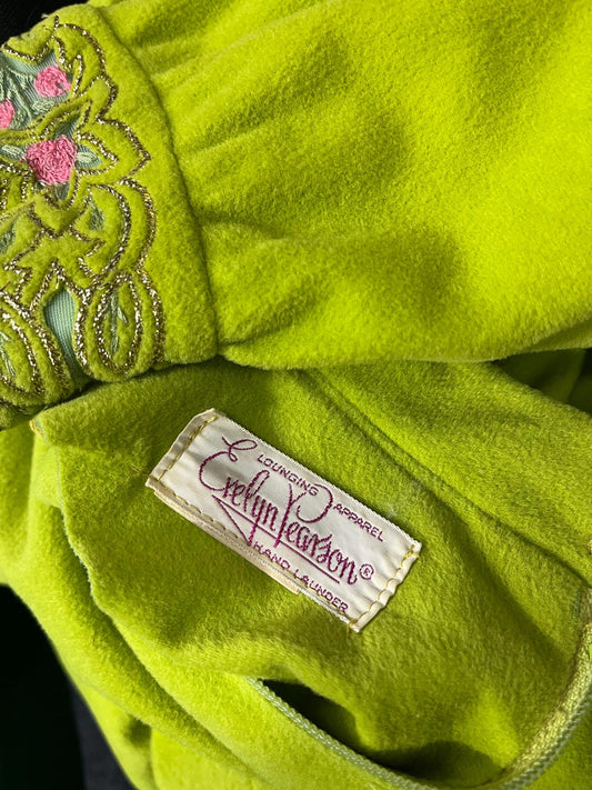 medium 1960s Lime Green Jumpsuit Vintage Wide Leg Loungewear 60s Vintage Bold Outfit