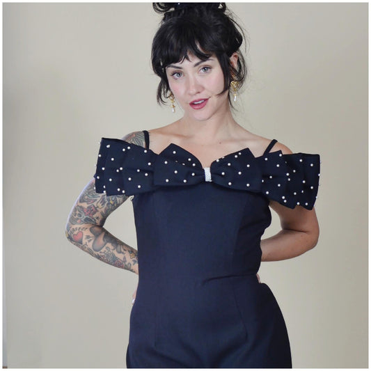 33 waist Vintage 1980s Party Dress 80s Wiggle Dress Pearl Detail