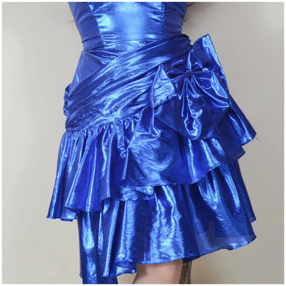 28 waist VINTAGE 1980s Metallic Party Dress Vintage Lurex 80s Gown