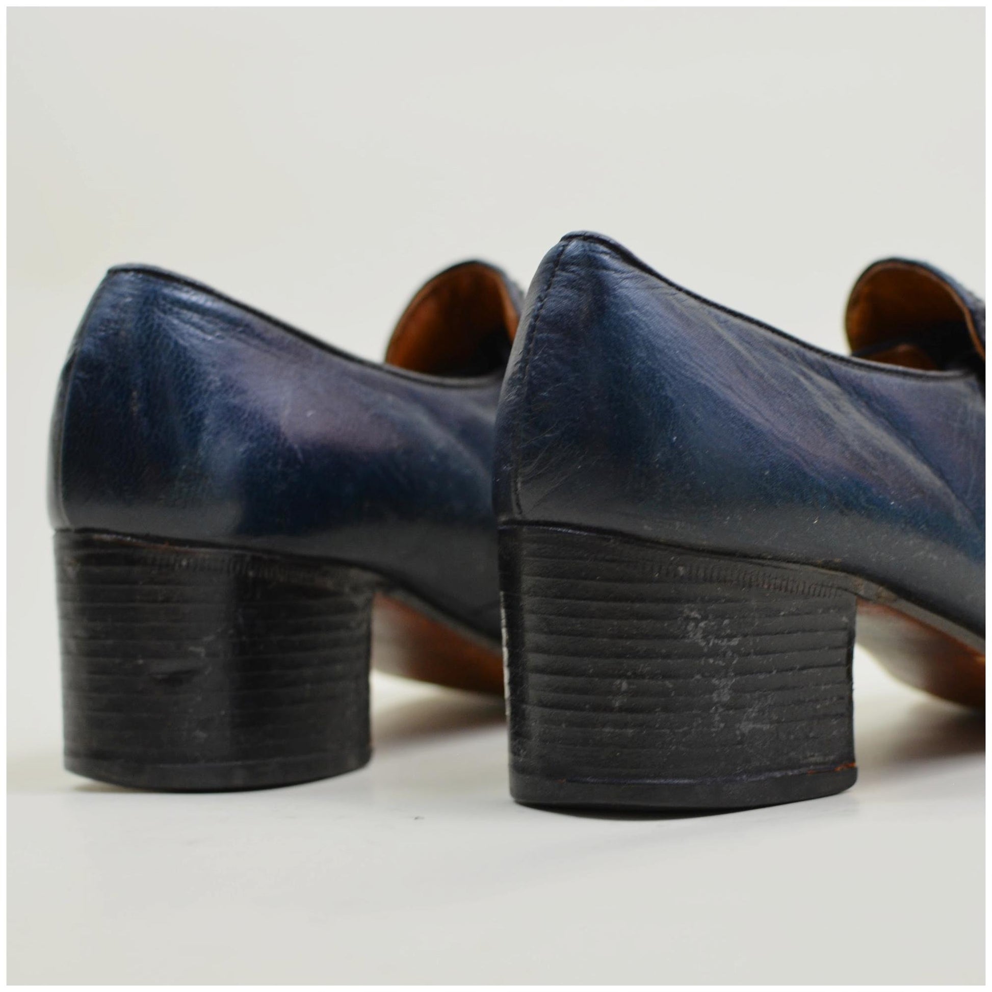 7.5 W STUART MCGUIRE Chunky Stacked Heel 70s Aesthetic Snakeskin Leather