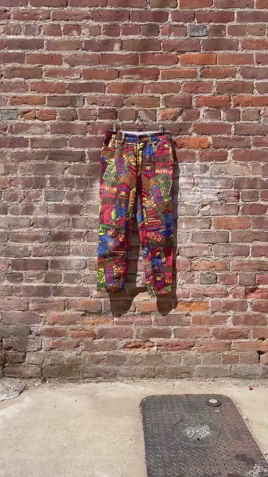 26 waist Vintage 1960s Pop Art Pants VTG colorful Mod Jeans 60s Destination Pants