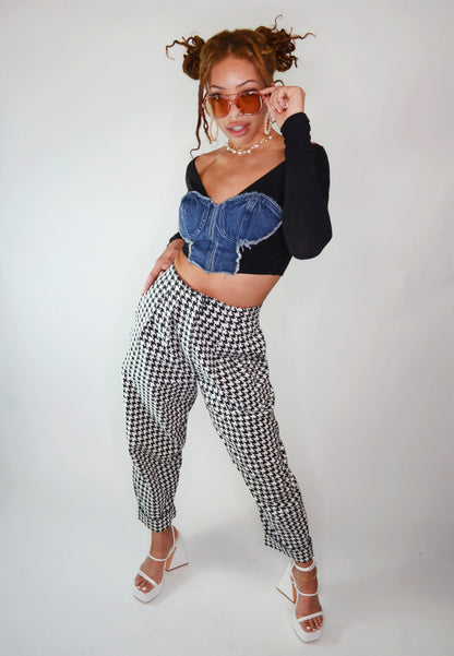 Vintage 1980s Betsey Johnson Houndstooth Trousers - Selected by Old Moon Vintage