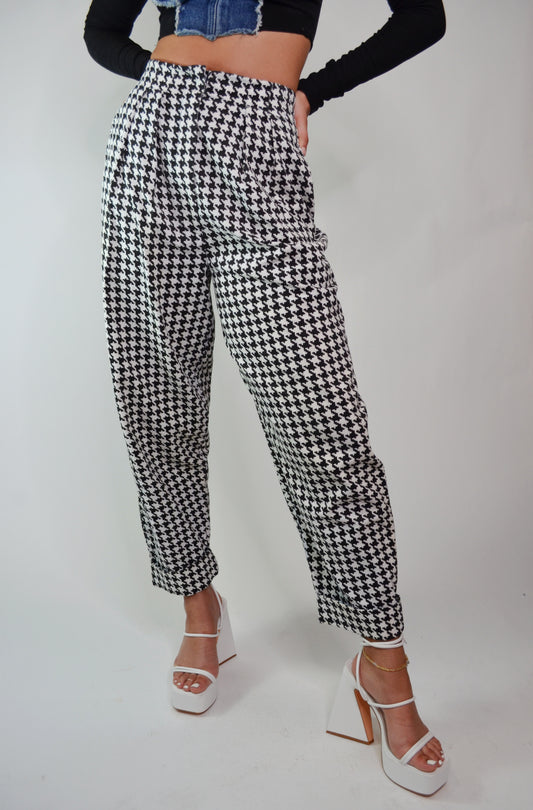 Vintage 1980s Betsey Johnson Houndstooth Trousers - Selected by Old Moon Vintage