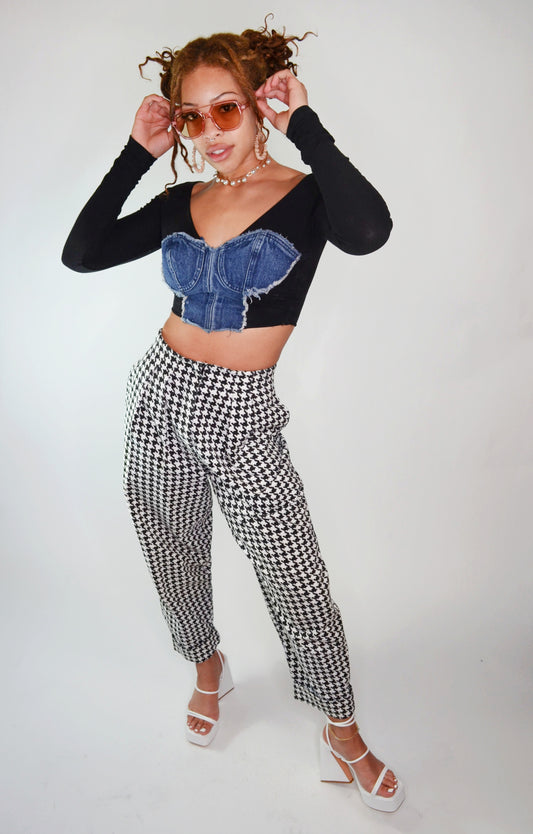 Vintage 1980s Betsey Johnson Houndstooth Trousers - Selected by Old Moon Vintage