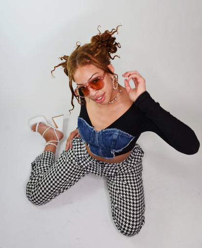 Vintage 1980s Betsey Johnson Houndstooth Trousers - Selected by Old Moon Vintage
