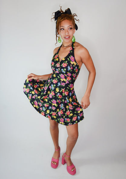 Vintage Betsey Johnson Floral Halter Dress Selected By Old Moon Vintage