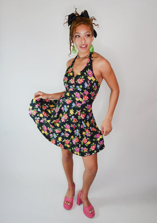Vintage Betsey Johnson Floral Halter Dress Selected By Old Moon Vintage