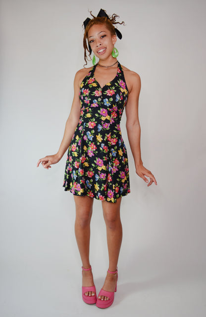 Vintage Betsey Johnson Floral Halter Dress Selected By Old Moon Vintage