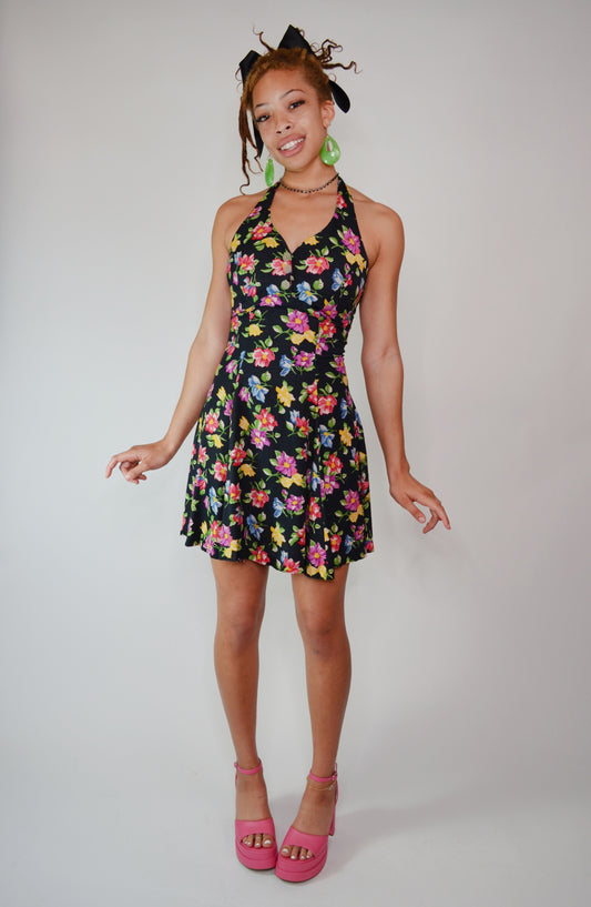 Vintage Betsey Johnson Floral Halter Dress Selected By Old Moon Vintage