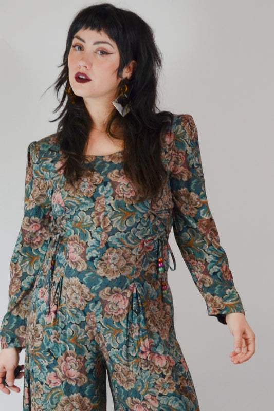 1990's Floral Wide Leg Vintage Jumpsuit Selected by Old Moon Vintage