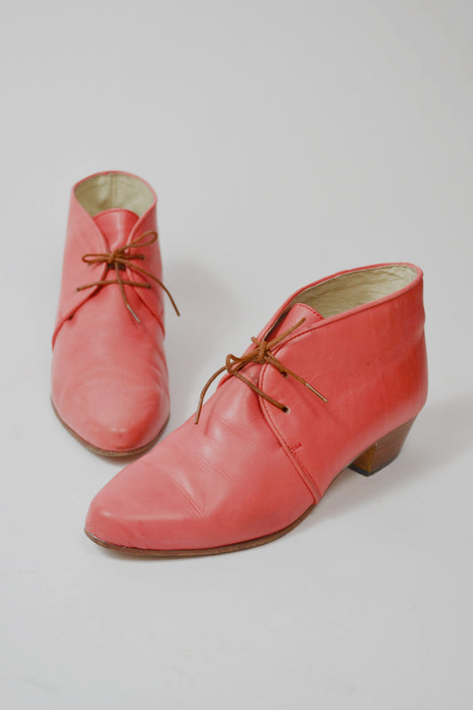 Vintage Joan and David Pink leather Booties Selected by Old Moon Vintage