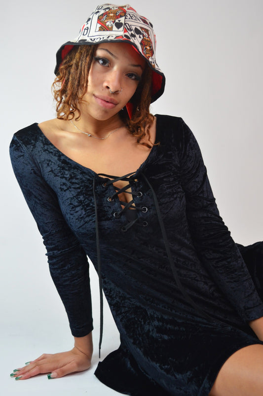 Vintage 90's Betsey Johnson Black Velvet Mini Selected By Old Moon Vintage