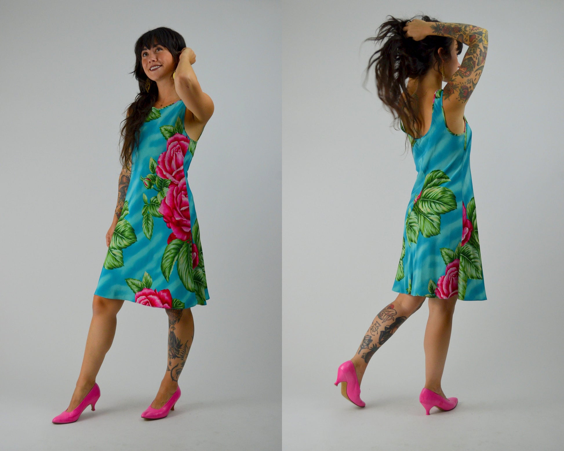Small BETSEY JOHNSON Vintage Dress 1990s Floral Mini Dress 90 Tropical Summer Dress