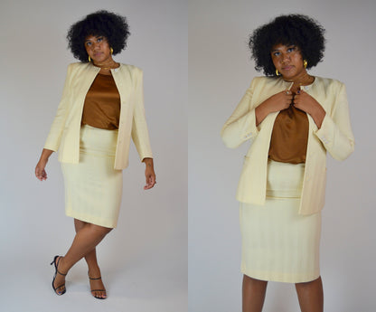 Medium CHRISTIAN DIOR White Wool Suit 1990s Vintage Designer