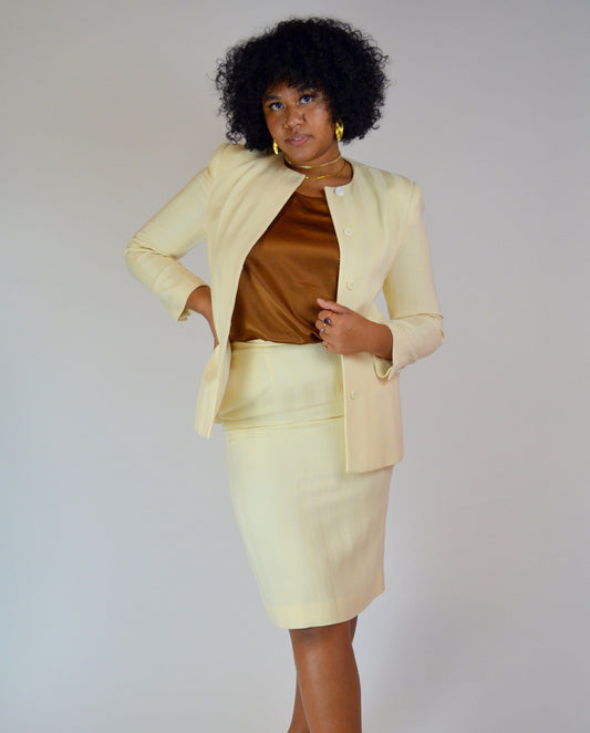 Medium CHRISTIAN DIOR White Wool Suit 1990s Vintage Designer