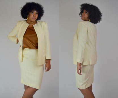 Medium CHRISTIAN DIOR White Wool Suit 1990s Vintage Designer
