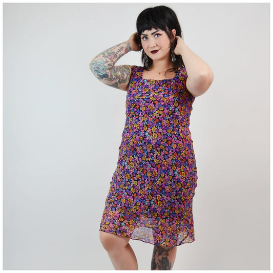 SMALL Silk Floral Bias Cut Dress