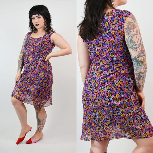 SMALL Silk Floral Bias Cut Dress
