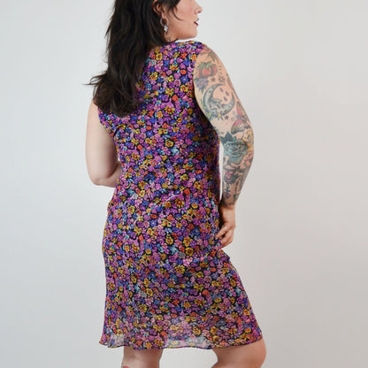 SMALL Silk Floral Bias Cut Dress