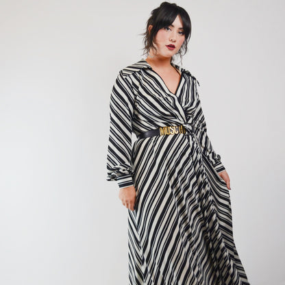 1970s ESTAVEZ - Eva Gabor Long Stripe Maxi Dress - Medium