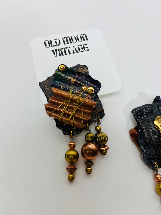 1980s Vintage Clip On Earrings Dangle Earring