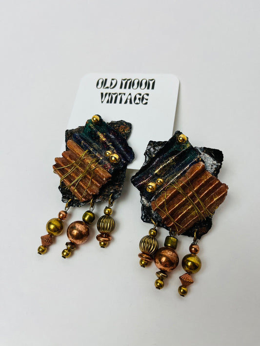 1980s Vintage Clip On Earrings Dangle Earring